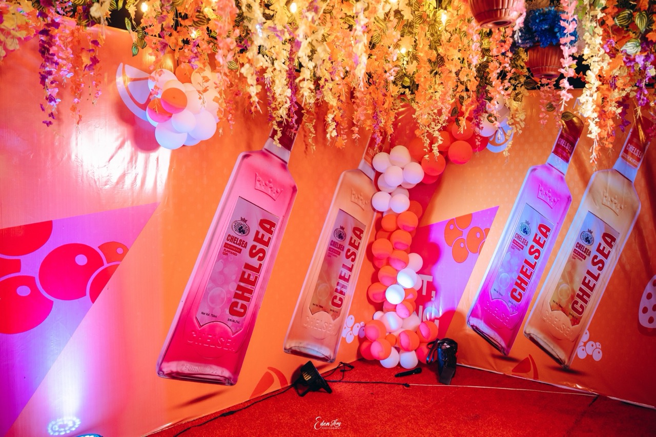 Elegant outdoor event reception at golden hour